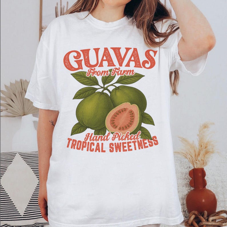 Commercial Printing Trends - Maglietta con grafica commerciale retrò Guavas,